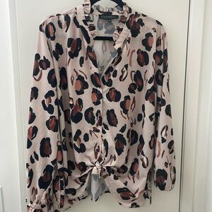 Eloquii Cheetah paint print with ruffle collar